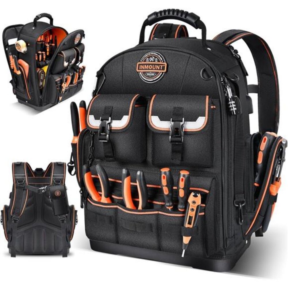Backpack Tool Bag - Tool Backpack Heavy Duty Tool Organizer, Water-resistant